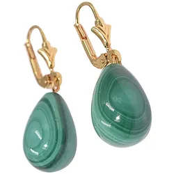 Paar Ohrhänger FIRETTI "Schmuck Geschenk Silber 925 Ohrschmuck Ohrringe Tropfen Edelsteine", gold (gelbgoldfarben, grün, grün), Ohrringe, Damen, Silber 925 (Sterlingsilber), Made in Germany - mit Malachit