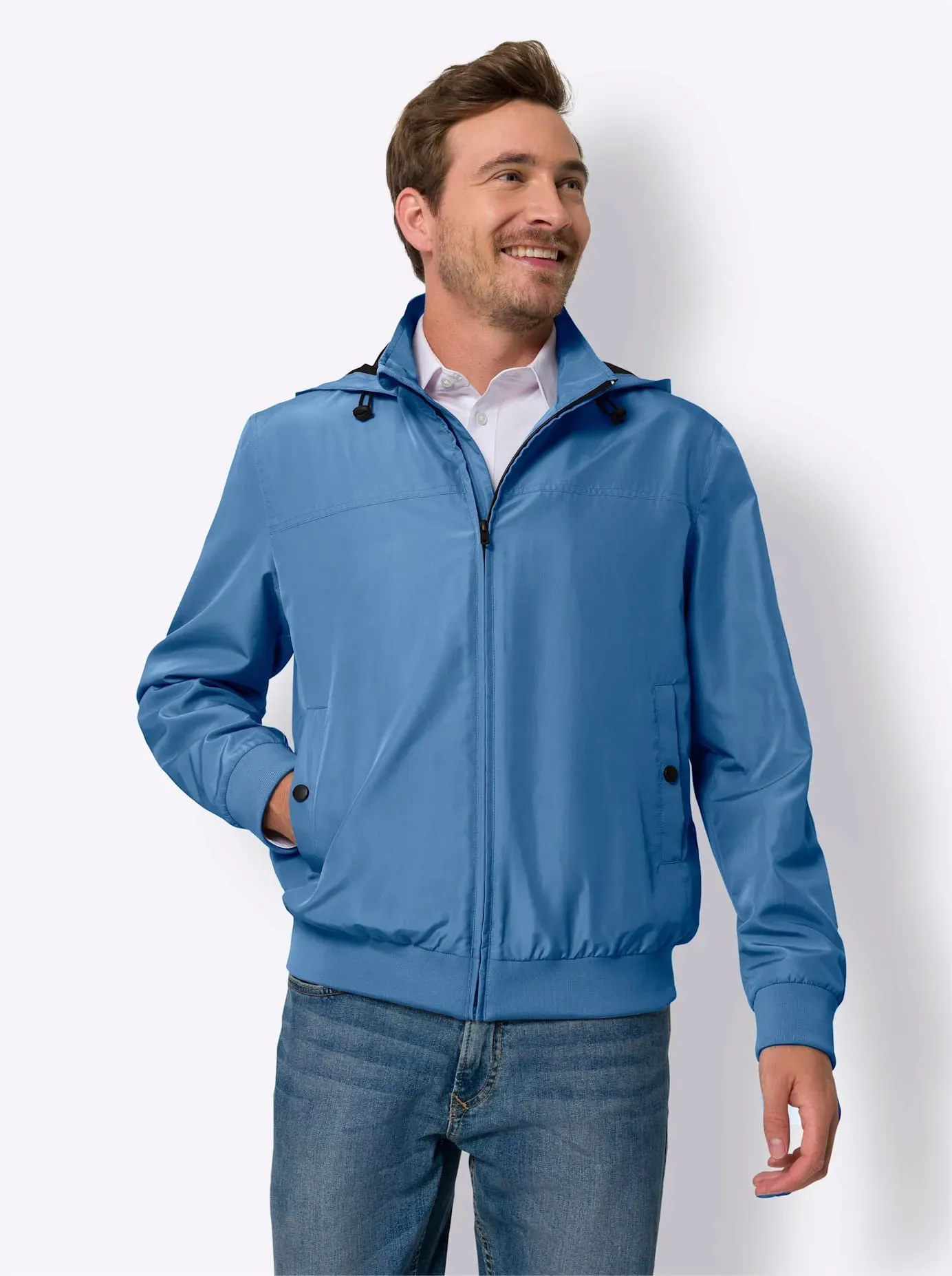 Blouson CLASSIC, Herren, Gr. 52, blau (mittelblau), 100% Polyester, unifarben, Jacken Blouson