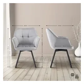 CLP 2er Set Esszimmerstuhl Jordi Samt dunkelgrau