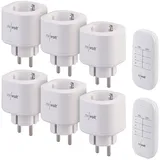revolt 6er-Set Mini-Funksteckdosen mit Fernbedienung, 30 Meter, 3.680 Watt