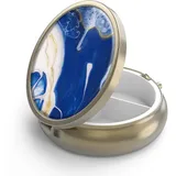 Pillendose Pillendose mit Spiegel Retro 3 Fächer Kleine Pillendose Bronze Kleine runde Pillendose oder Vitamine, Fischöl, Nahrungsergänzungsmittel, Pillenbehälter