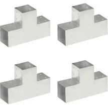 vidaXL Pfostenverbinder 4 Stk. T-form Verzinktes Metall 101 x 101 mm