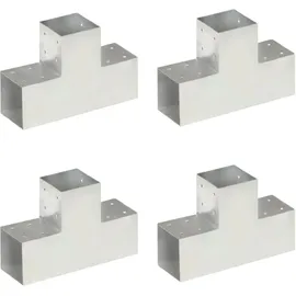 vidaXL Pfostenverbinder 4 Stk. T-form Verzinktes Metall 101 x 101 mm