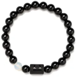 Armband FIRETTI "Schmuck Geschenk Armschmuck Armkette Edelstein Sternzeichen", schwarz (schwarz, schwarz, weiß), Armbänder, Damen, Waage, Stein-Silikon, Stein, Silikon, Made in Germany - mit Onyx und Geburtsstein