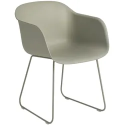 Muuto Fiber Armchair, sled base, dusty green / dusty green