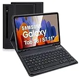 LAMA Bluetooth Tastatur Hülle für Samsung Galaxy Tab S8 11" 2022/Tab S7 11" 2020 - Deutsches QWERTZ Layout, Abnehmbarer Kabelloser Tastatur Hülle, Tastatur Schützhülle mit Stifthalter, Schwarz