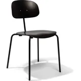 Modulor Stahlrohrstuhl 118, stapelbarer Stuhl aus Buche, Bürostuhl mit Kreuzfußgestell aus verchromtem Rundrohr, 50 cm x 48 cm x 81 cm (schwarz/schwarz)
