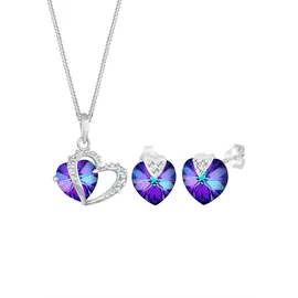 Elli Schmuckset Damen Herzen Anhänger Symbol Liebe elegant mit Kristallen in 925 Sterling Silber