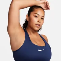 Nike Damen Swsh Med Sport-BH, midnight navy/white M