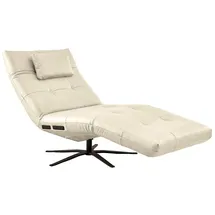 KAWOLA Relaxliege LETICIA Leder 0 x 0 x 0 cm Weiß mit Nackenkissen