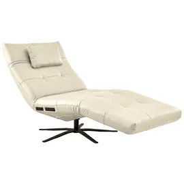 KAWOLA Relaxliege LETICIA Leder 0 x 0 x 0 cm Weiß mit Nackenkissen