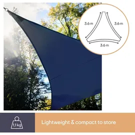Perel Sonnensegel mit LED-Beleuchtung Dreieckig 3,6 m x 3,6 m x 3,6 m Dunkelblau