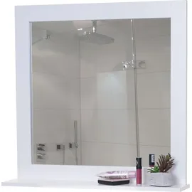 Mendler Wandspiegel HWC-F75, Badezimmer Badspiegel Spiegel, Ablagefläche Landhaus 58x59x12cm weiß