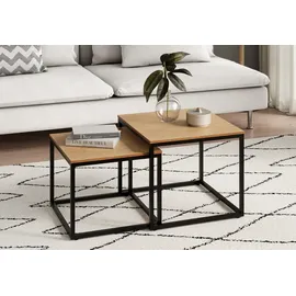 home collective Beistelltisch Quadratisch Beige Eiche 0 x 0 cm
