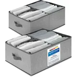 TOPP4u 2er Set große Aufbewahrungsboxen 50x40x20 cm - Boxen Aufbewahrung groß - Aufbewahrungskorb faltbar - Kleiderschrank Organizer - Stoff Kleiderboxen als Schrank Kisten - Stoffboxen in Grau-Beige