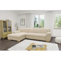 Home Affaire Ecksofa HOME AFFAIRE "Nika zeitlos und elegant, L-Form", beige (creme), B:277cm H:78cm T:84cm, Primabelle-Microfaser (100% Polyester);Struktur (70% Polyacryl, 30% Polyester), Sofas, Ecksofa, wahlweise mit Bettfunktion, auch in Cord