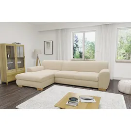 Home Affaire Ecksofa HOME AFFAIRE "Nika zeitlos und elegant, L-Form", beige (creme), B:277cm H:78cm T:84cm, Primabelle-Microfaser (100% Polyester);Struktur (70% Polyacryl, 30% Polyester), Sofas, Ecksofa, wahlweise mit Bettfunktion, auch in Cord