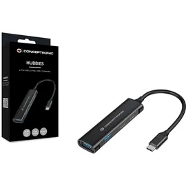 Conceptronic HUBBIES12B 4-Port USB 3.2 Gen 1 Hub, USB-C-Anschluss