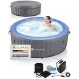 Juskys Whirlpool Palmira für bis zu 6 Personen - Outdoor Indoor Pool aufblasbar - rund - Grau