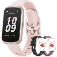 Smartwatch Damen Herren 3 Armbänder, 1,47'' Klein Fitness Tracker Aktivitätstracker Pulsuhr SpO2 Schlaftracker Schrittzähler Sportuhr für Andro... - Rosa