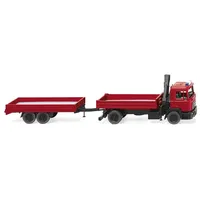 Wiking 060130 - Feuerwehr Pritschenhängerzug rot 1:87