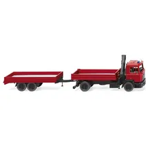Wiking 060130 - Feuerwehr Pritschenhängerzug rot 1:87