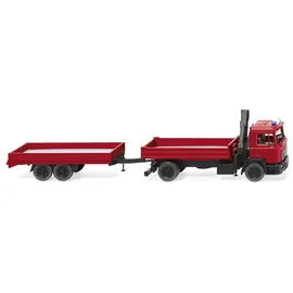 Wiking 060130 - Feuerwehr Pritschenhängerzug rot 1:87
