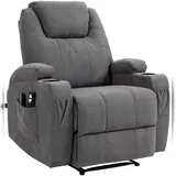 deluke Lounger Sessel PORTO Stoff 83 x 105 x 94 cm Grau mit Wärmefunktion/Liegeposition/Massagefunktion