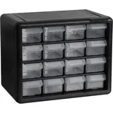 Akro-Mils 10116 Kunststoff-Schubladenschrank mit 16 Schubladen, für Garage, Lego-Aufbewahrung, Lehrer-Werkzeugkasten, Make-up-Organizer und mehr, 26,7 cm B x 17,5 cm T x 21,6 cm H, Schwarz