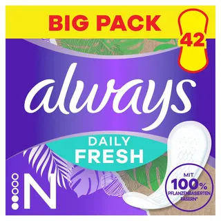 Always Daily Fresh Slipeinlagen Long, mit 100% pflanzenbasierten Fasern, 38 Stück,