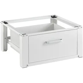 [en.casa] Waschmaschinen-Untergestell mit Schublade, Weiß, 63 x 54 x 31 cm