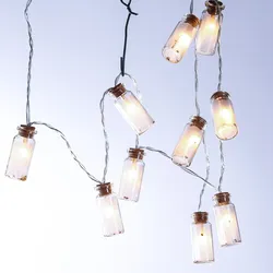 LED Lichterkette Mini Glasflaschen zum Befüllen - 10 warmweiße LED - L: 0,9m - transparent