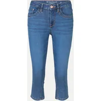 Tom Tailor Damen TTLENE SLIM Capri Jeans mit hohem Stretch, blau, Uni, Gr. 32