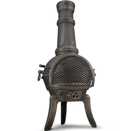 Gardebruk Gardebruk® Terrassenofen Gusseisen mit Funkenschutz Abdeckung Schürhaken 28kg Gartenofen Gartenkamin Feuerstelle