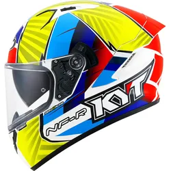 KYT NF-R Xavi Fores Replica 2021, Integralhelm - Matt Weiß/Blau/Rot/Gelb - S
