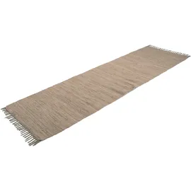 carpetfine Kelim Chindi uni Wendeteppich 60 x 180 cm Grau