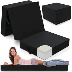 Bestschlaf Premium Visco Klappmatratze, extra hoch 15 cm, Gästematratze klappbar, Faltmatratze, Faltbare Matratze, Bandscheibenwürfel, Reisematratze