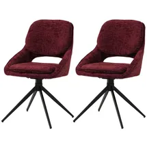 MCW 2er-Set Esszimmerstuhl MCW-N73, Küchenstuhl, drehbar Auto-Return, Stoff/Textil Chenille (490g/m2) Öko-Tex ~ bordeaux