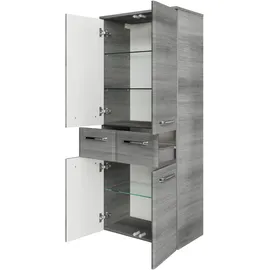 Saphir Quickset Badschrank 60 x 141 x 33 cm Grau