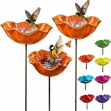 Handgefertigter Metall-Gartenstecker Mit Blume und Vogel,Blumenstecker VogelträNke Garten,Blumen Gartenstecker füR VöGel,Bienens SchmetterlingsträNke (Orange,3)