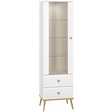 ml meble Marmex Meble Hoch Vitrine, Glamour-Stil, abschließbare, mit Schubladen, Glasvitrine + LED, regall mit Glas, Goldin 02,