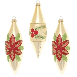 Krebs Glas Lauscha Weihnachtsstern und Beeren 3-tlg. 15cm