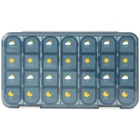 Koomuao wöchentlicher Tablettenbox 7 Tage 3/4 Fächer,tragbare Pillendose,Pille Box Mit Dichtung Ring,Medikamentenbox für die Hand- oder Hosentasche, um Medikamente aufzubewahren (Blau-4 Fächer)
