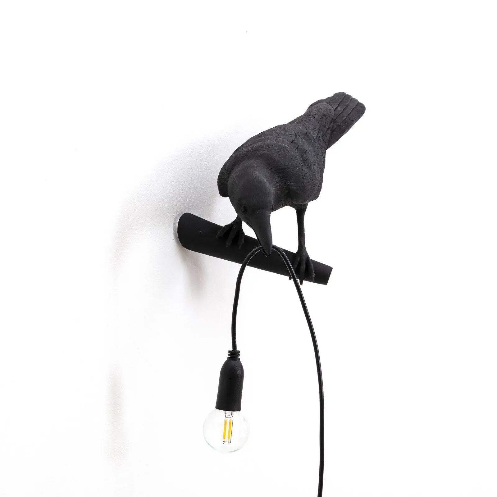 Tischleuchte SELETTI, Bird Lamp, Schwarz, für Wohnzimmer, Kunststoff, Design - 32.8 - 14.5