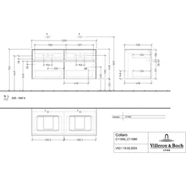 Villeroy & Boch Collaro Waschtischunterschrank C11500VR 120x54,8x50cm, für 2 Waschtische, graphite