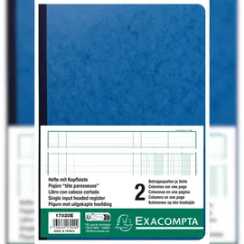 Exacompta 17020E Mehrkolonnenheft 2 Spalten 1 Seite 34 Zeilen 40 Blatt, 110g, A4 80 Seiten