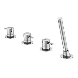 Steinberg Serie 100 Wannen-4-Loch-Armatur 1002480 mit Umsteller und ausziehbarer Handbrause, chrom