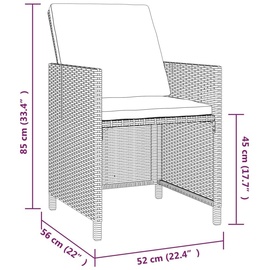 vidaXL 5-tlg. Garten-Essgruppe mit Auflagen Poly Rattan Grau