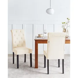 Beliani Esszimmerstuhl 2er Set VELVA Stoff Hellbeige
