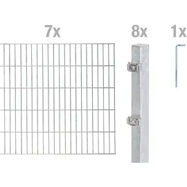 GAH Alberts Doppelstabmattenzaun Set 1,4 x 14 m stahl roh feuerverzinkt
